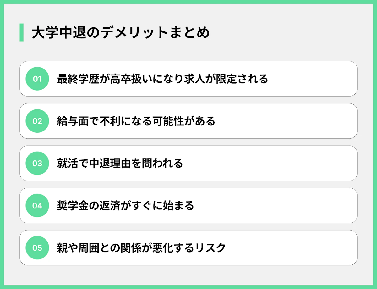 中退することのデメリット5つ