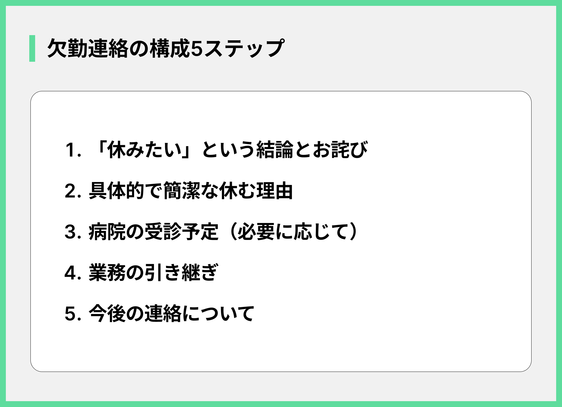 欠勤連絡の構成5ステップ