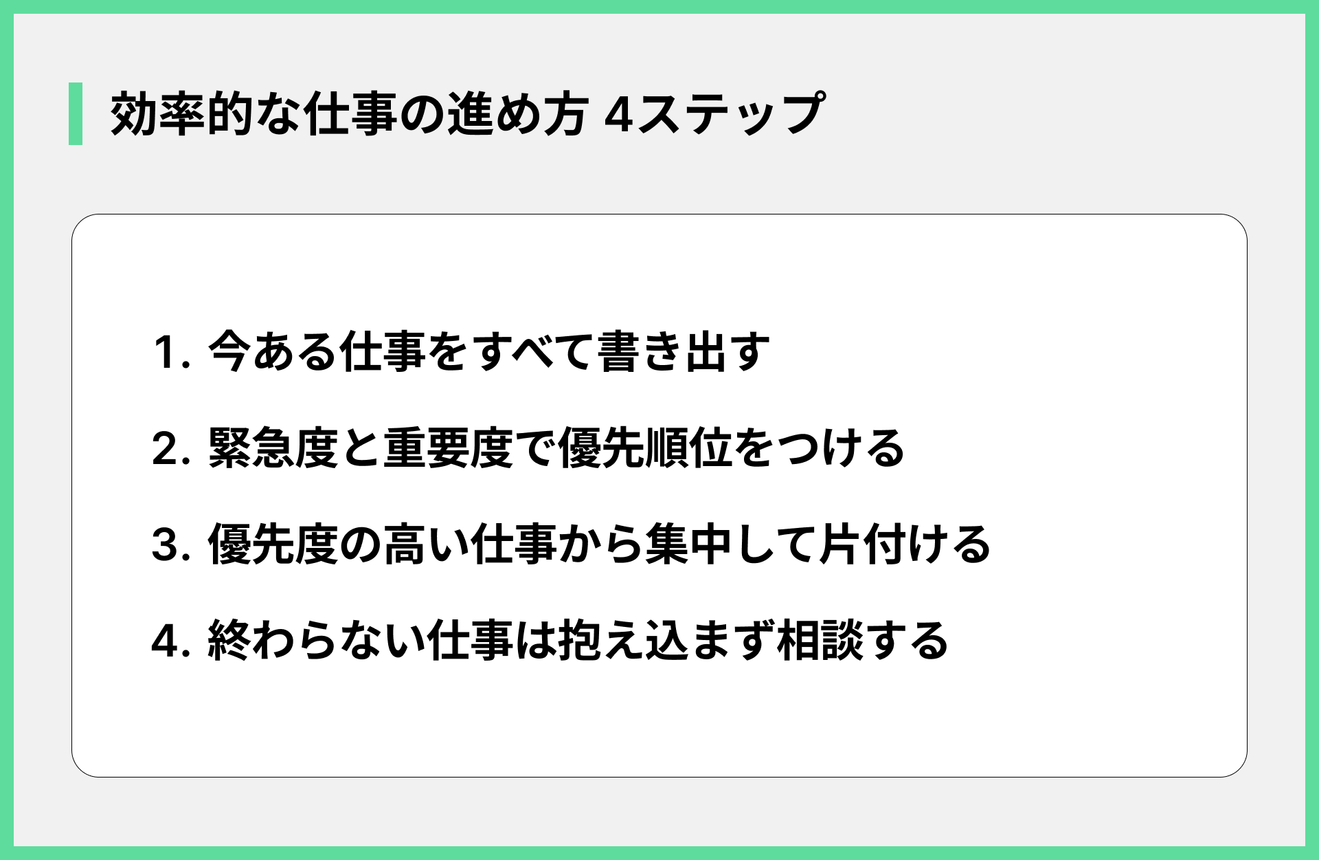 効率的な仕事の進め方 4ステップ