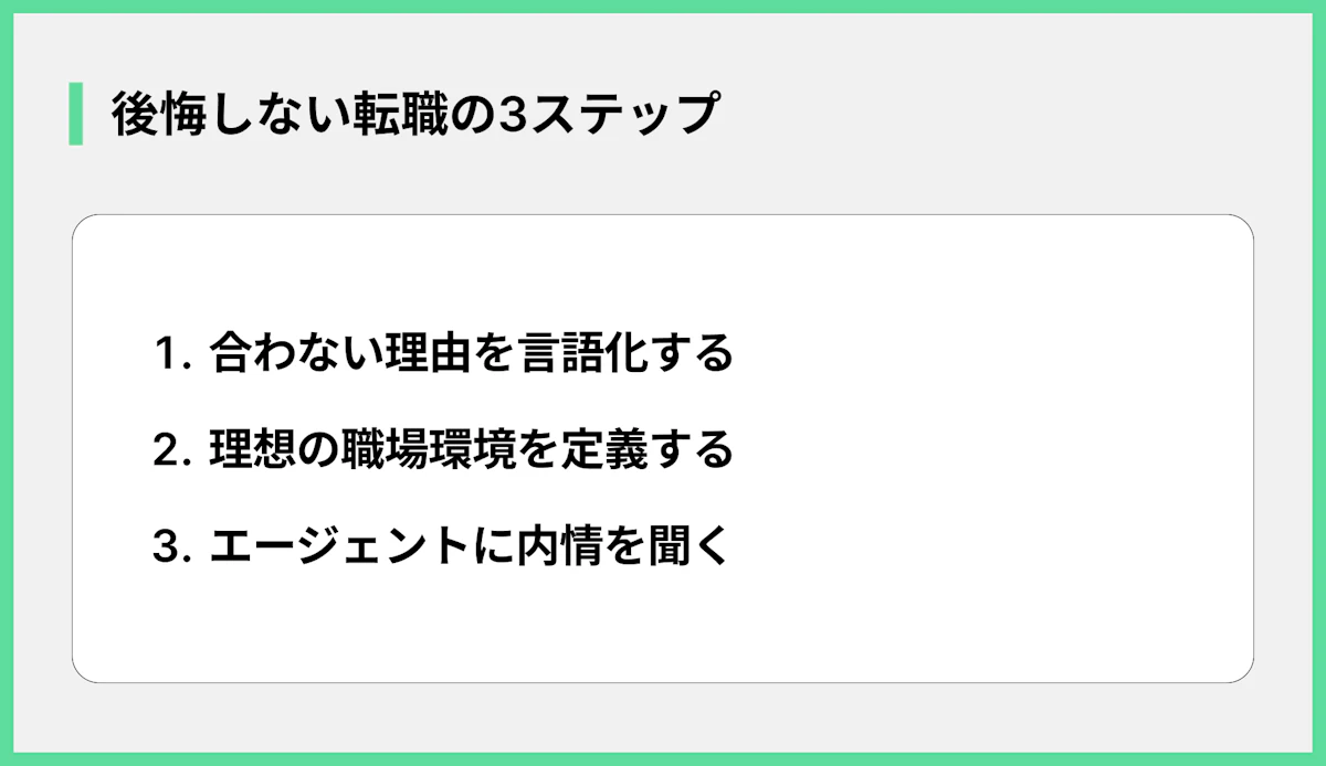 後悔しない転職の3ステップ