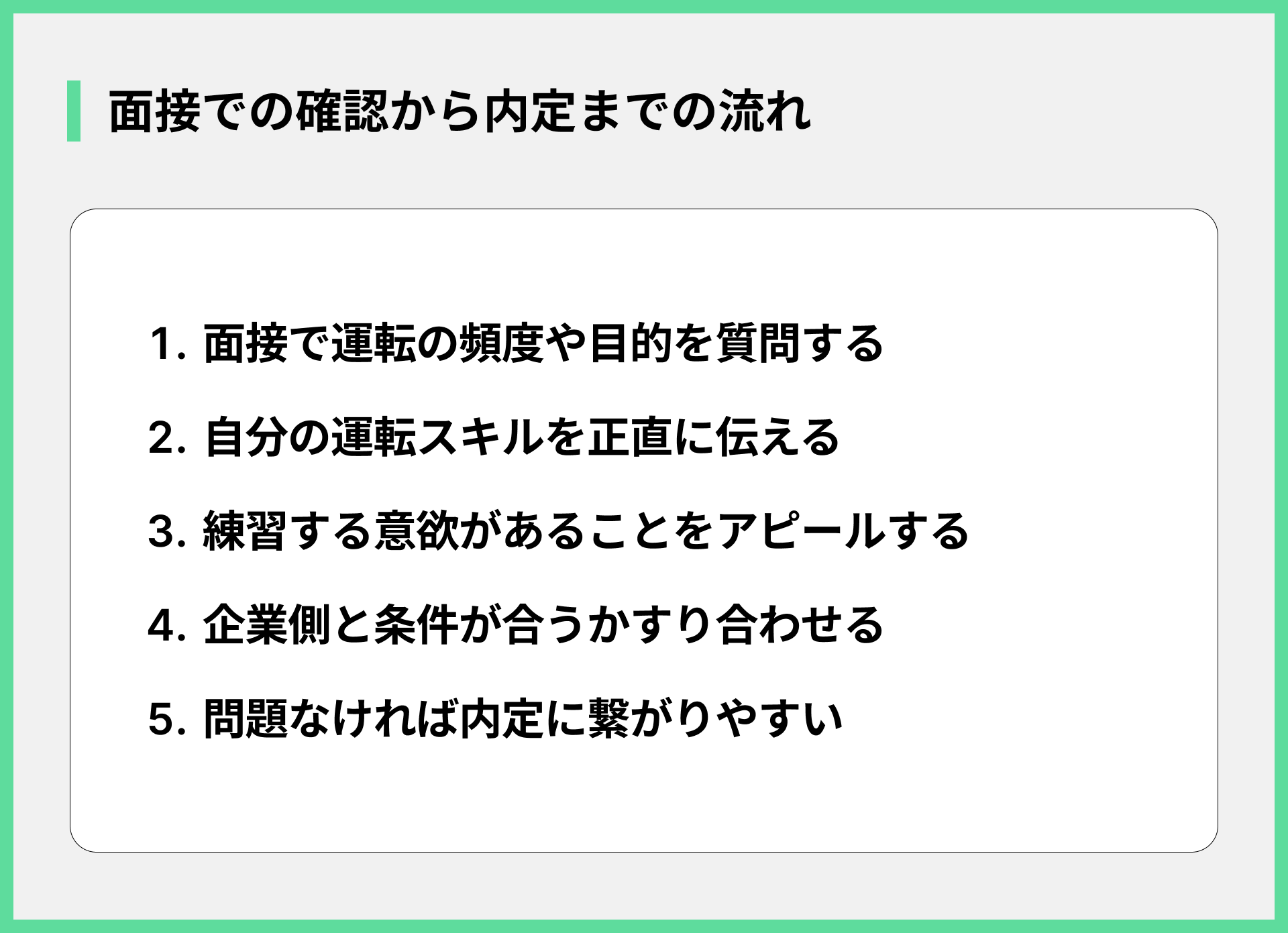 面接での確認から内定までの流れ