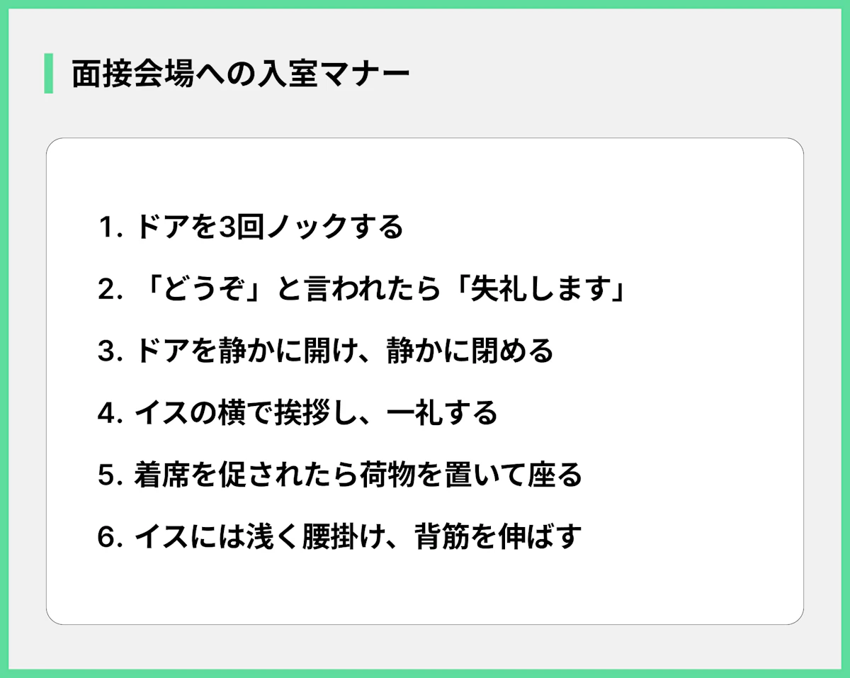 面接会場への入室マナー