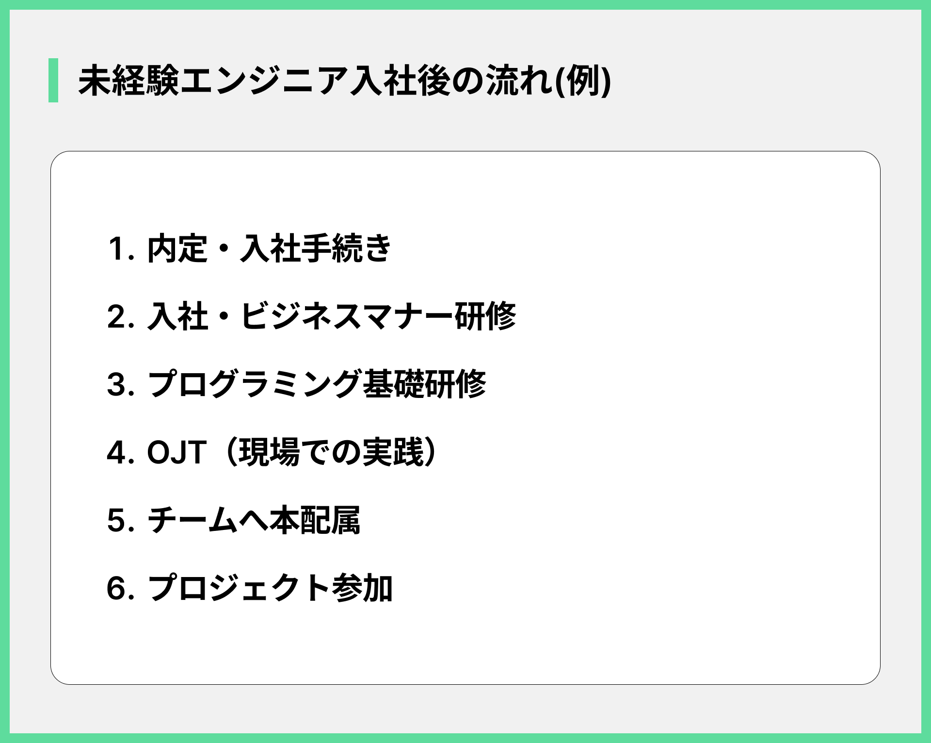 未経験エンジニア入社後の流れ(例)