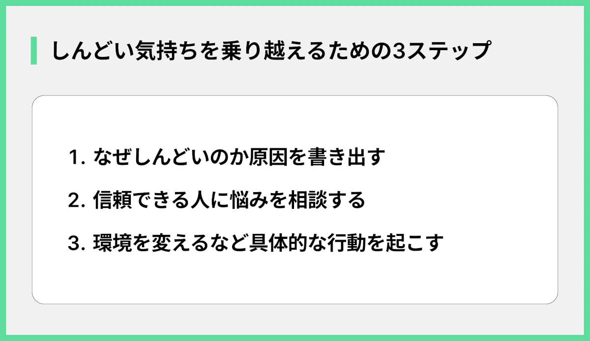 しんどい気持ちを乗り越えるための3ステップ