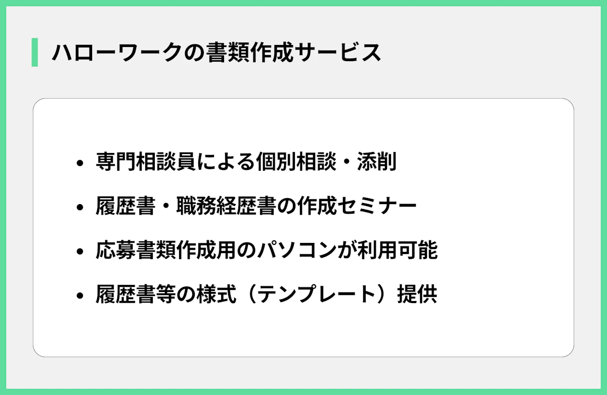 ハローワークの書類作成サービス