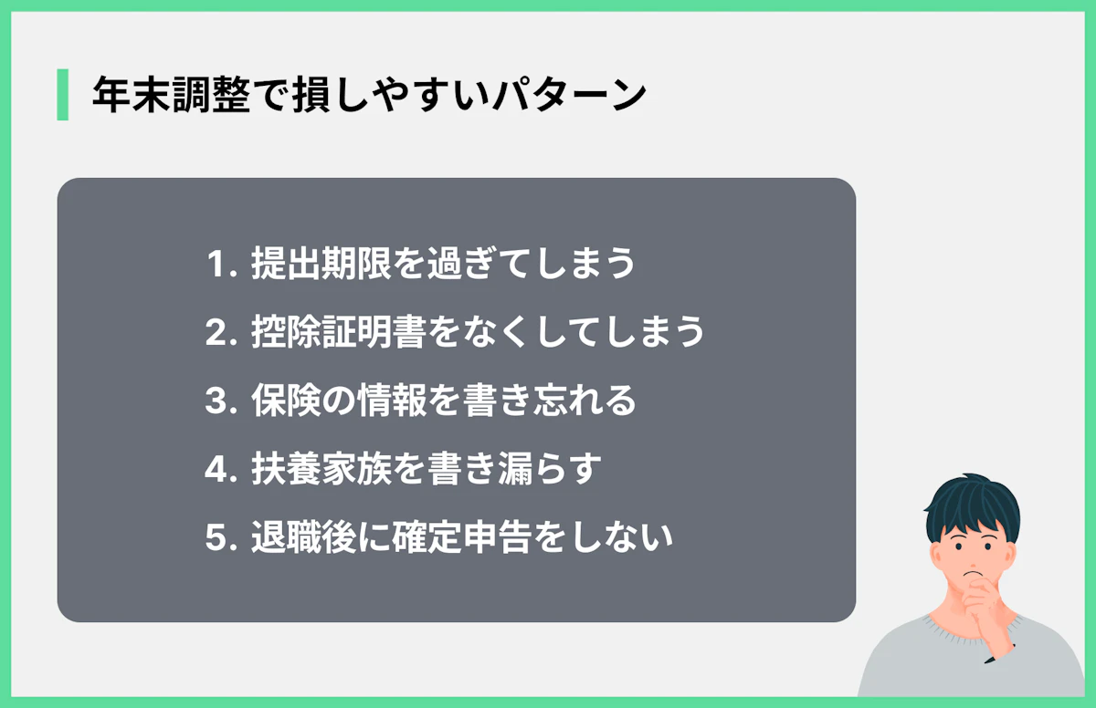 年末調整で損しやすいパターン