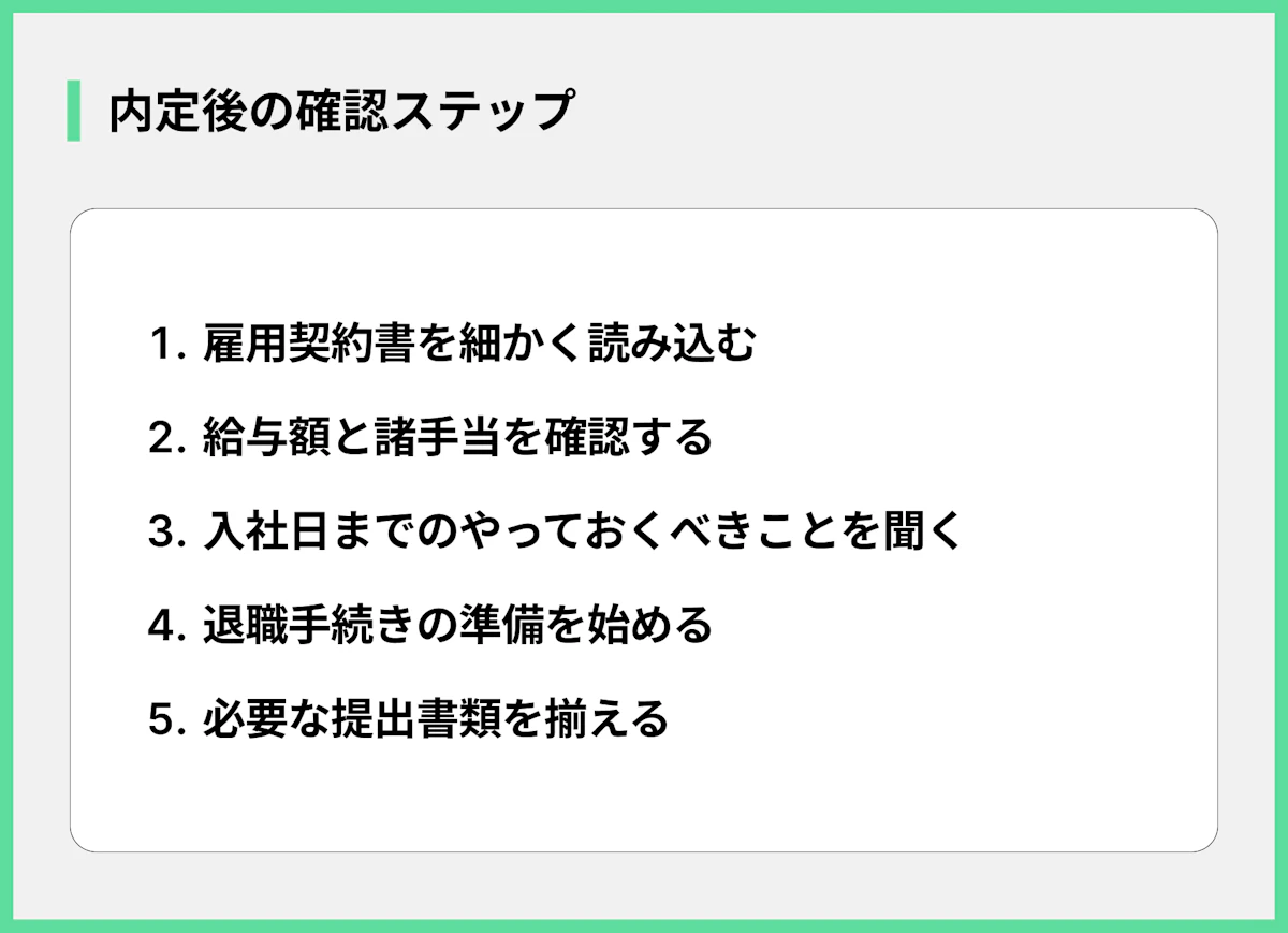 内定後の確認ステップ