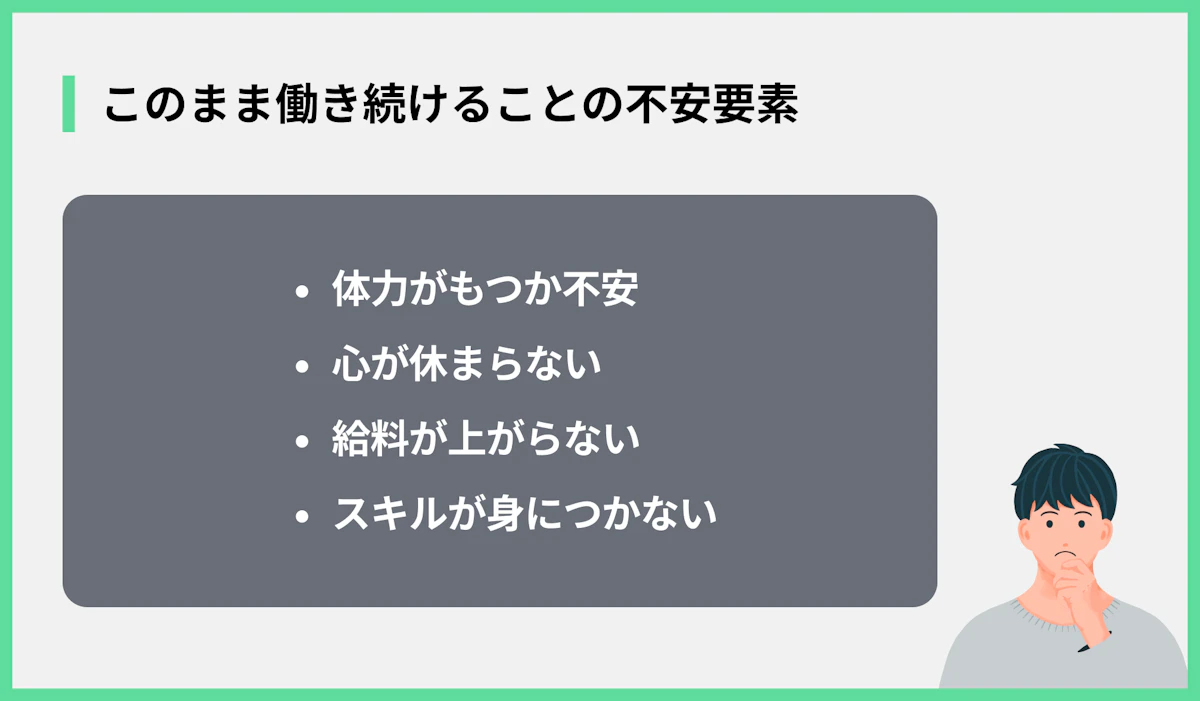このまま働き続けることの不安要素