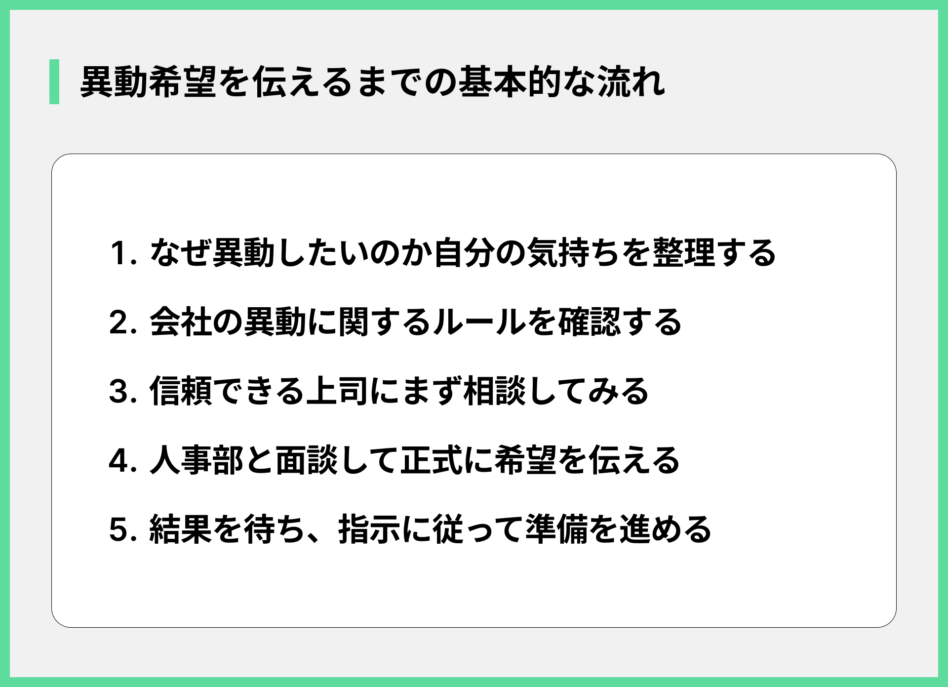 異動希望を伝えるまでの基本的な流れ