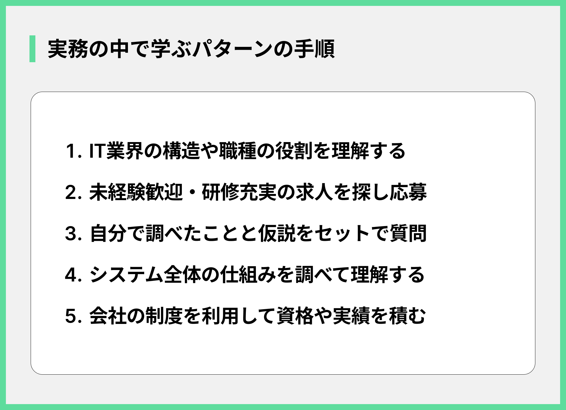 実務の中で学ぶパターンの手順