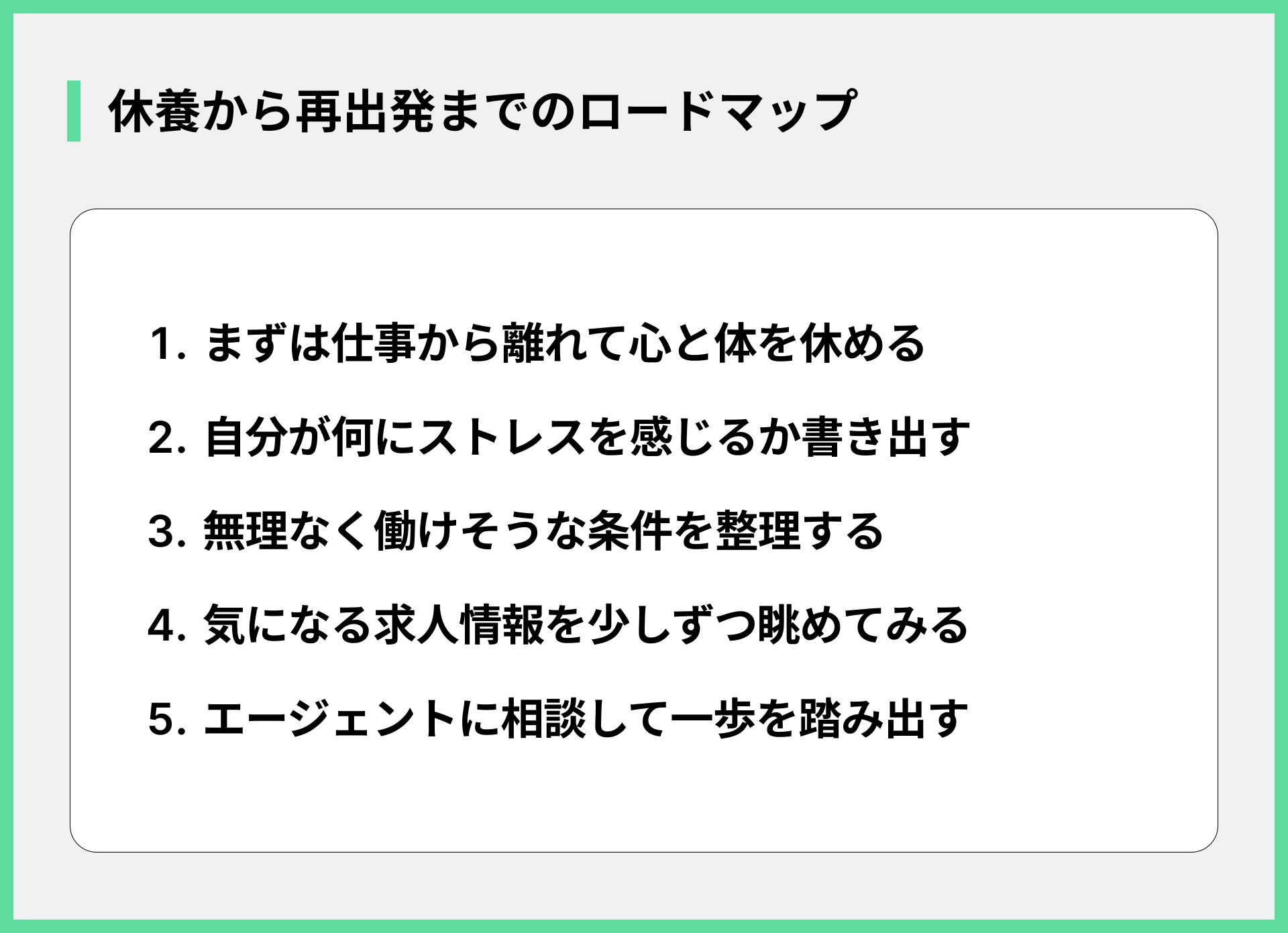休養から再出発までのロードマップ
