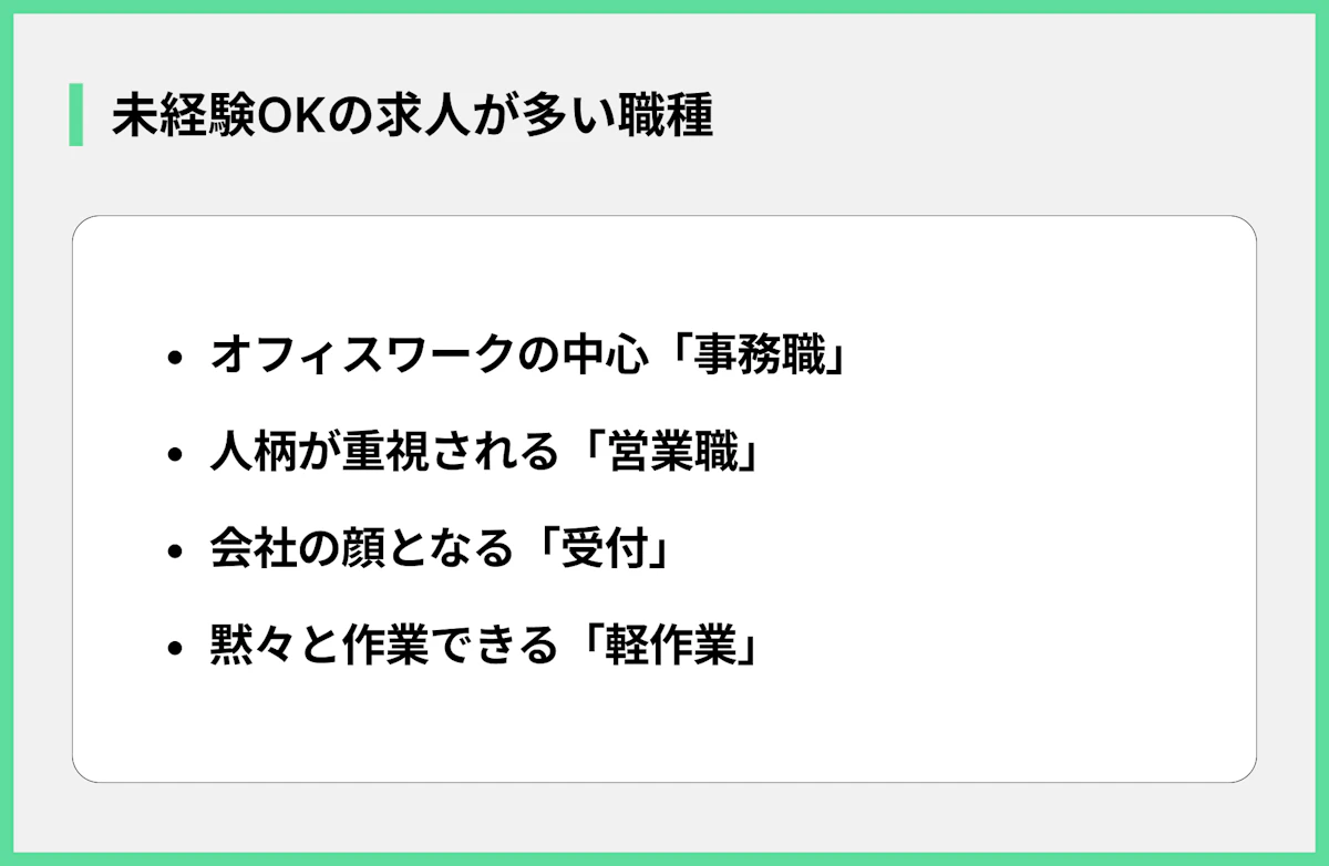 未経験OKの求人が多い職種