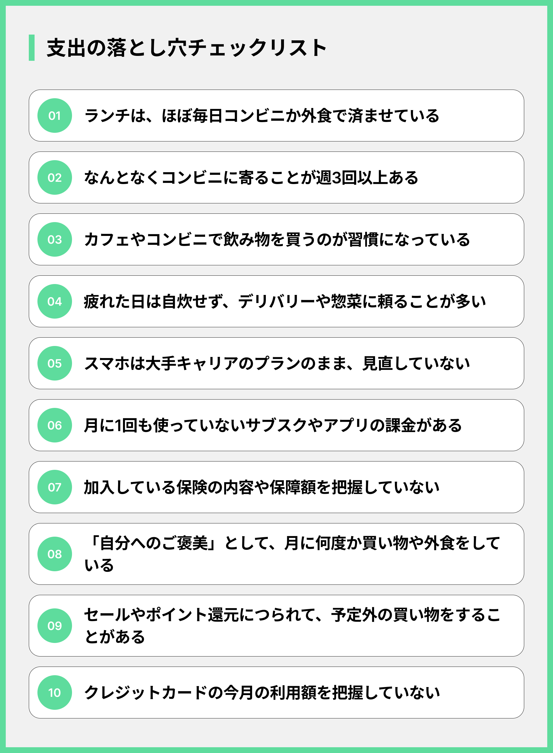 どこかで使いすぎてない？支出の落とし穴チェックリスト