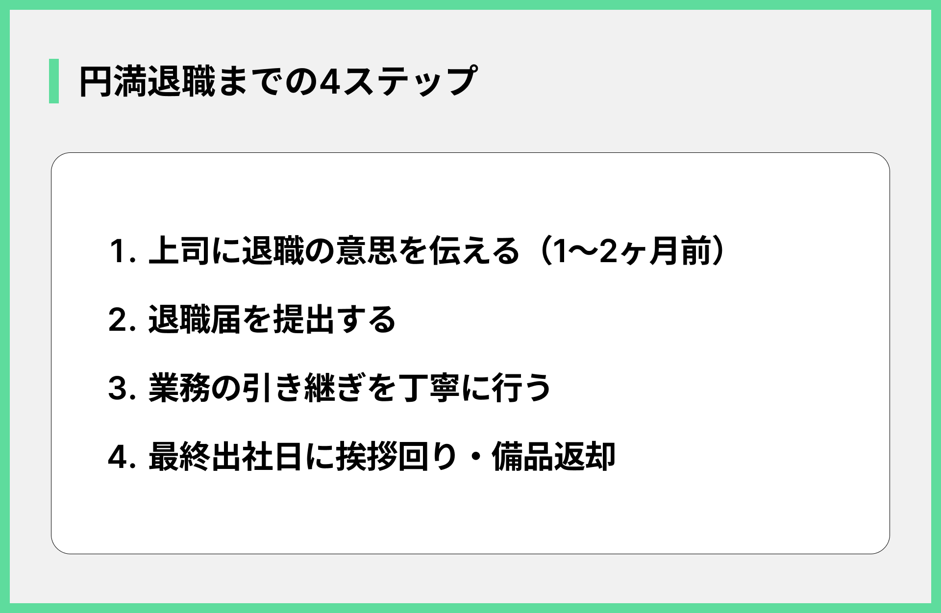 円満退職までの4ステップ