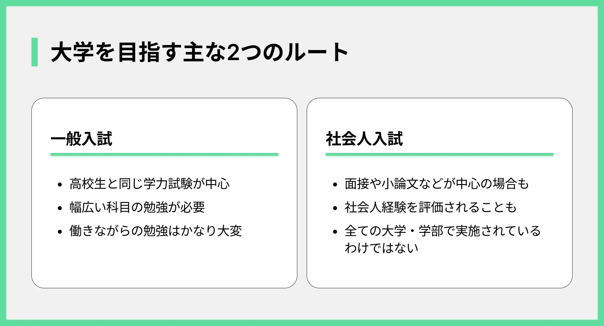 大学を目指す主な2つのルート