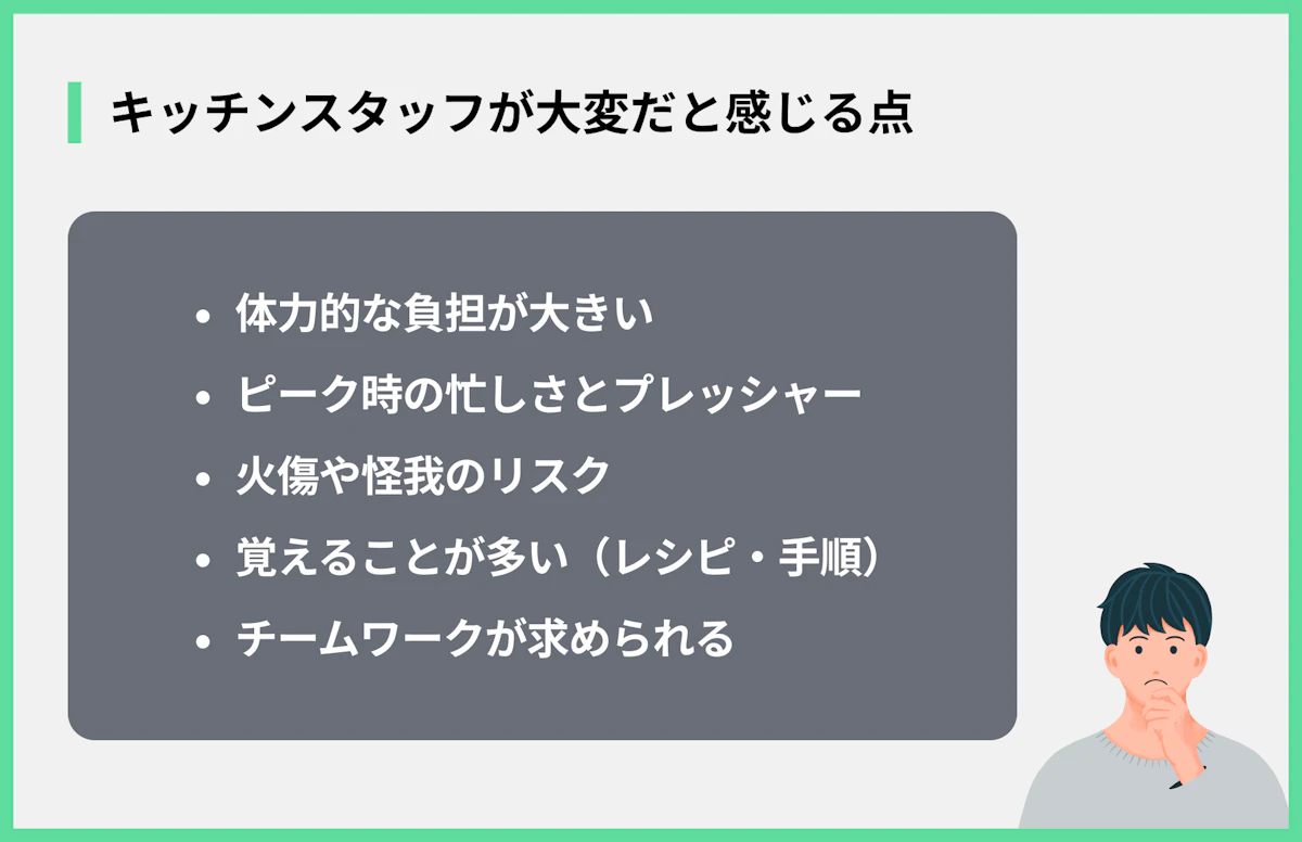 キッチンスタッフが大変だと感じる点