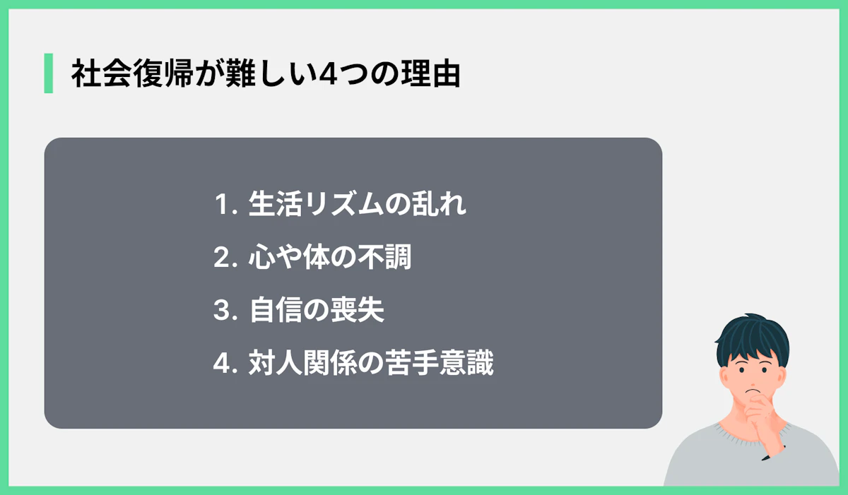 社会復帰が難しい4つの理由