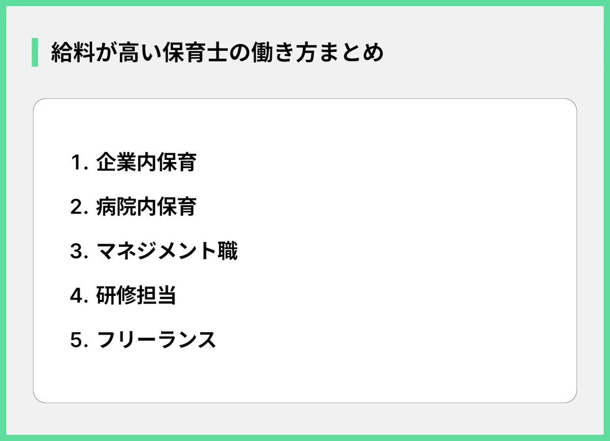 給料が高い保育士の働き方まとめ