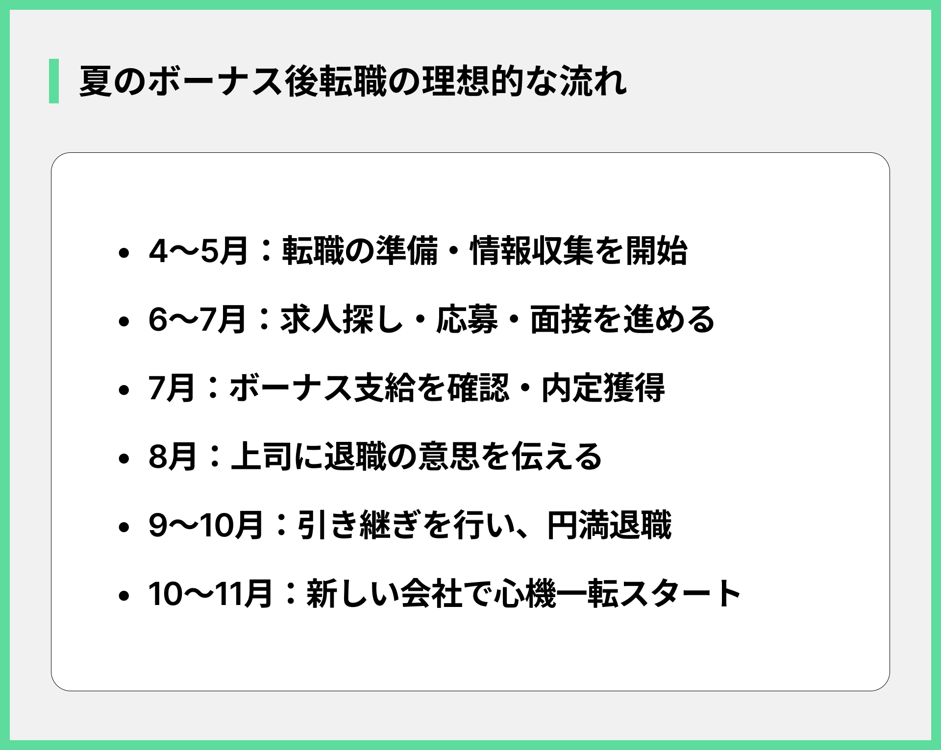 夏のボーナス後転職の理想的な流れ