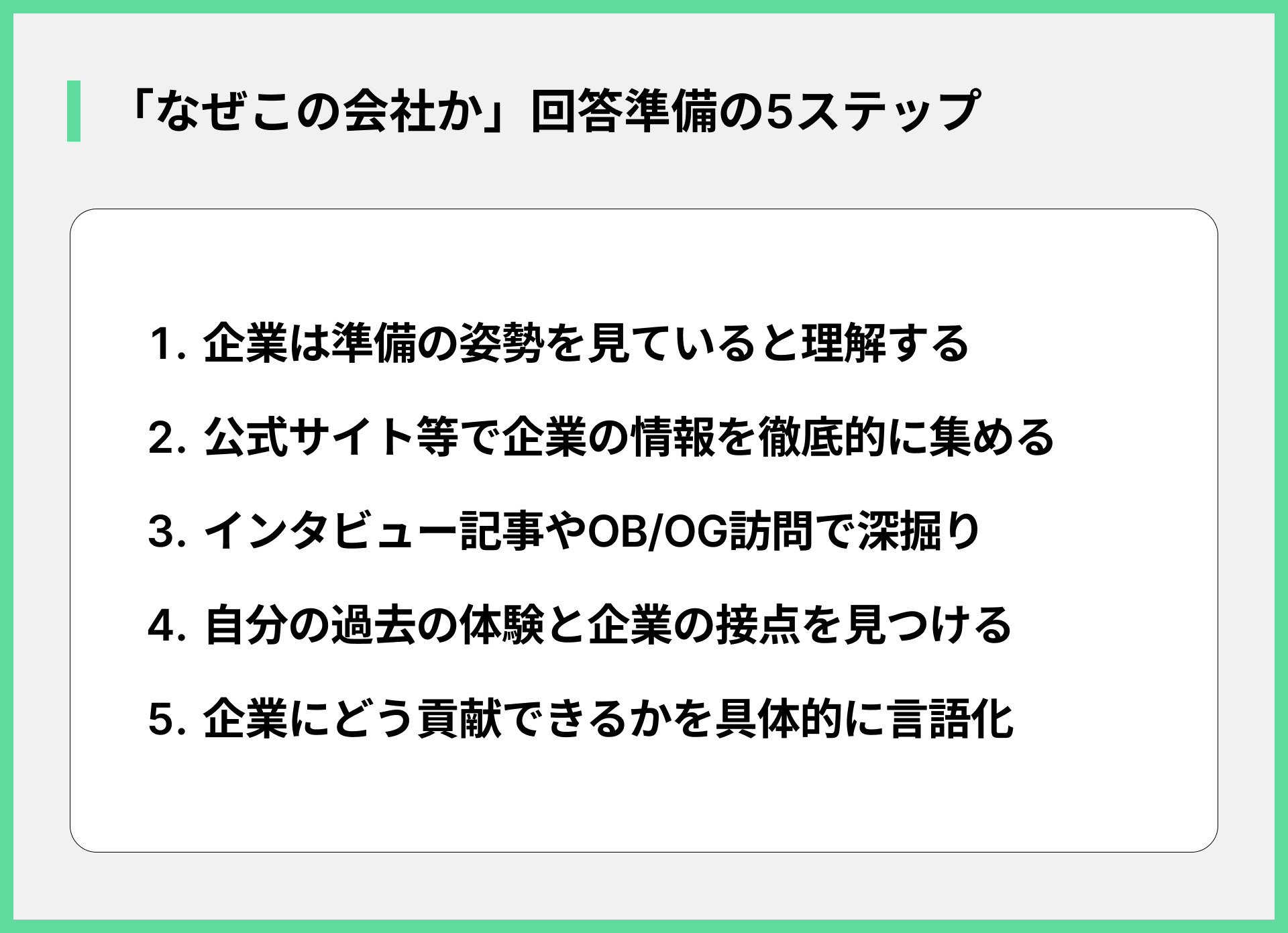 「なぜこの会社か」回答準備の5ステップ