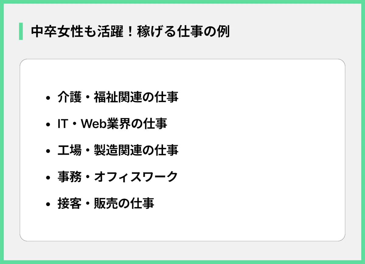 中卒女性も活躍!稼げる仕事の例