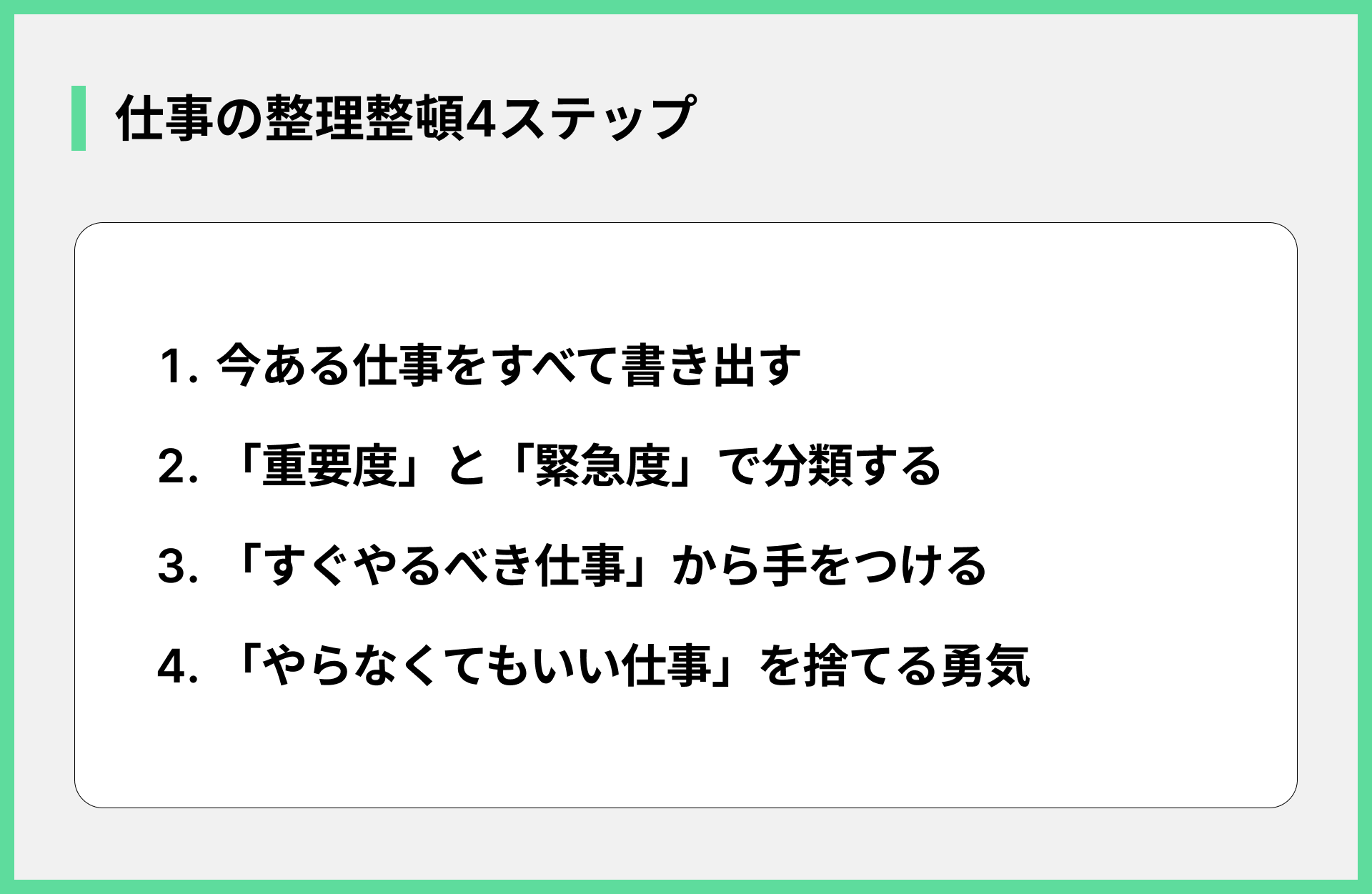 仕事の整理整頓4ステップ