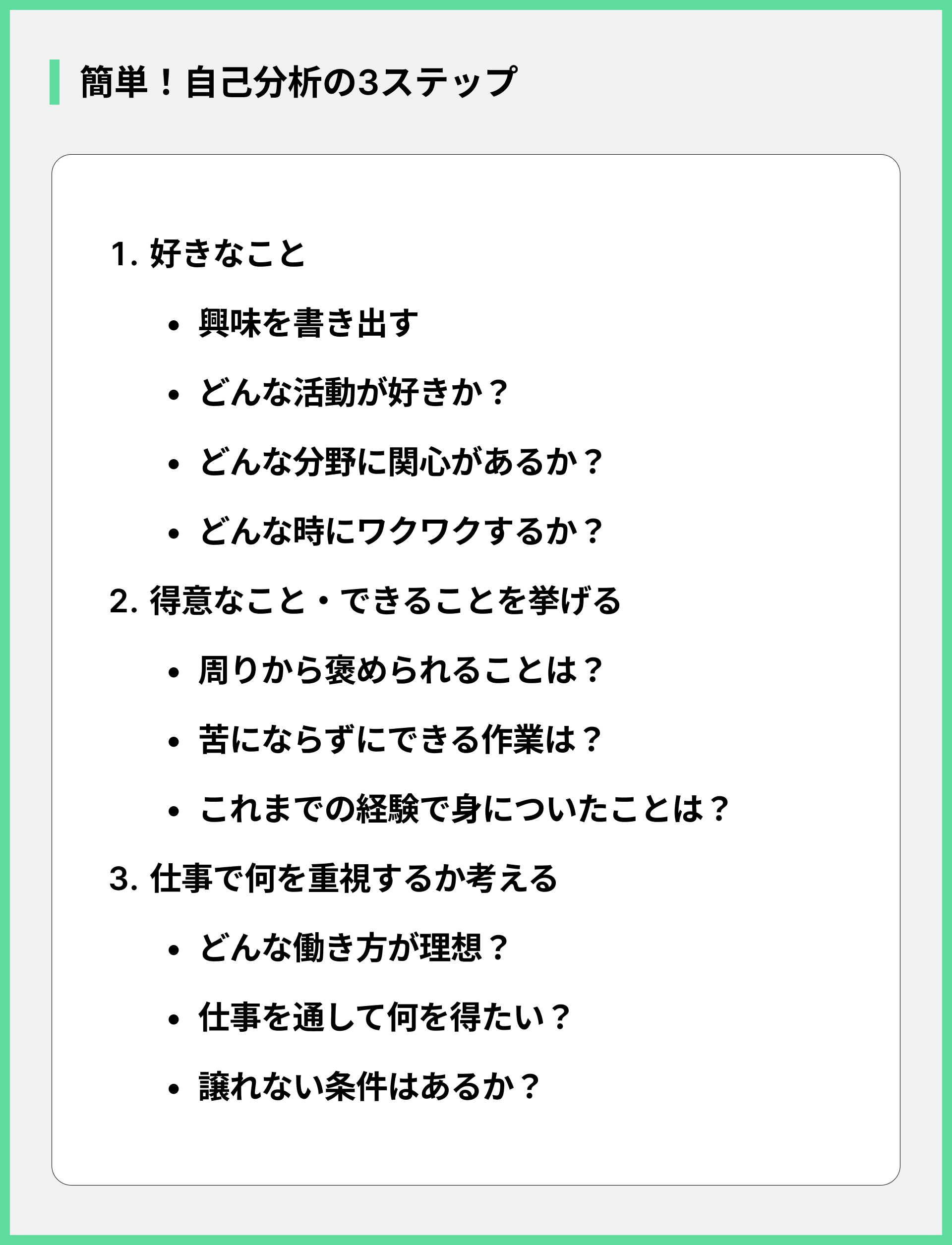簡単！自己分析の3ステップ