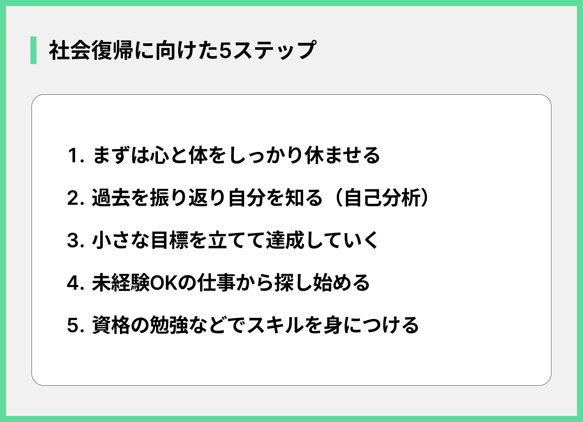 社会復帰に向けた5ステップ