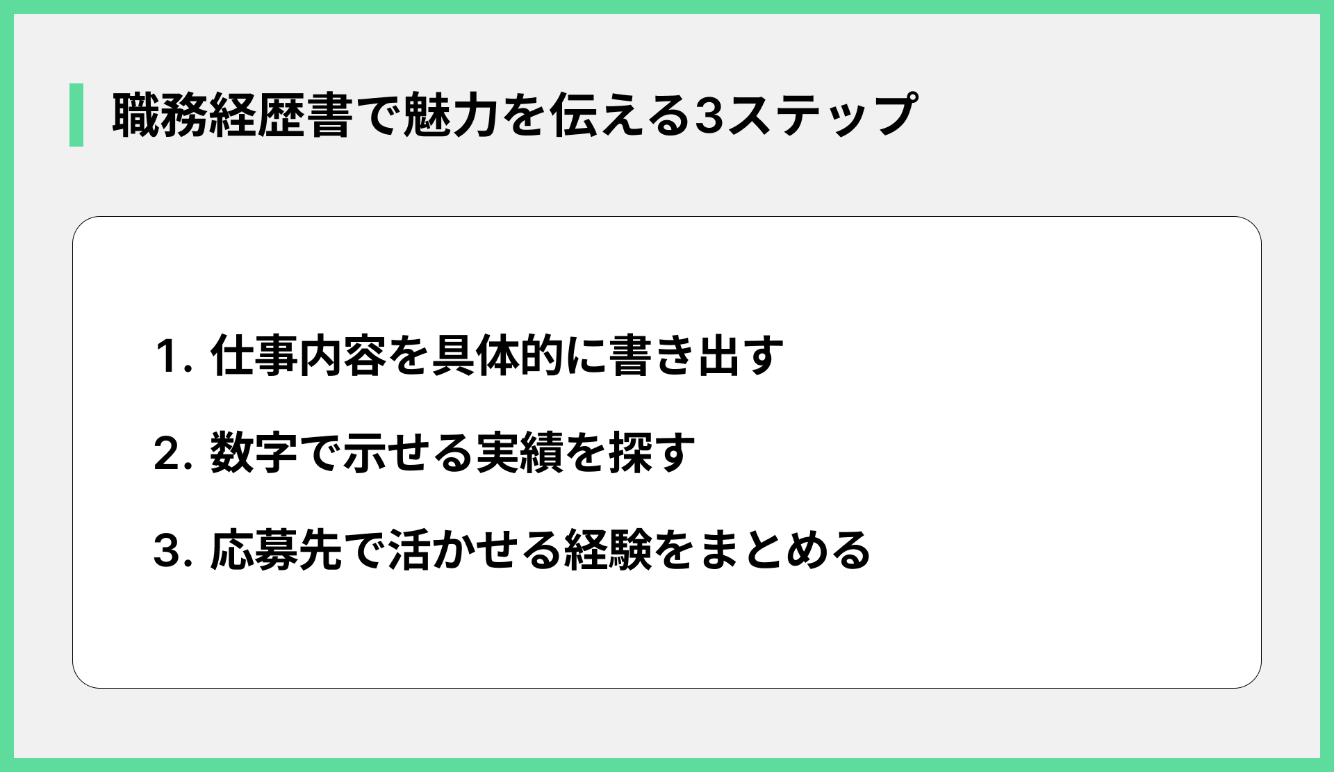 職務経歴書で魅力を伝える3ステップ
