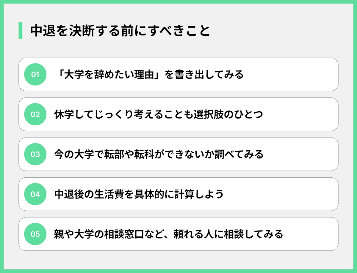 中退を決断する前にすべきこと