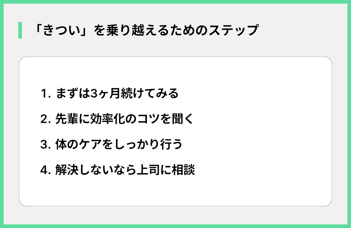 「きつい」を乗り越えるためのステップ
