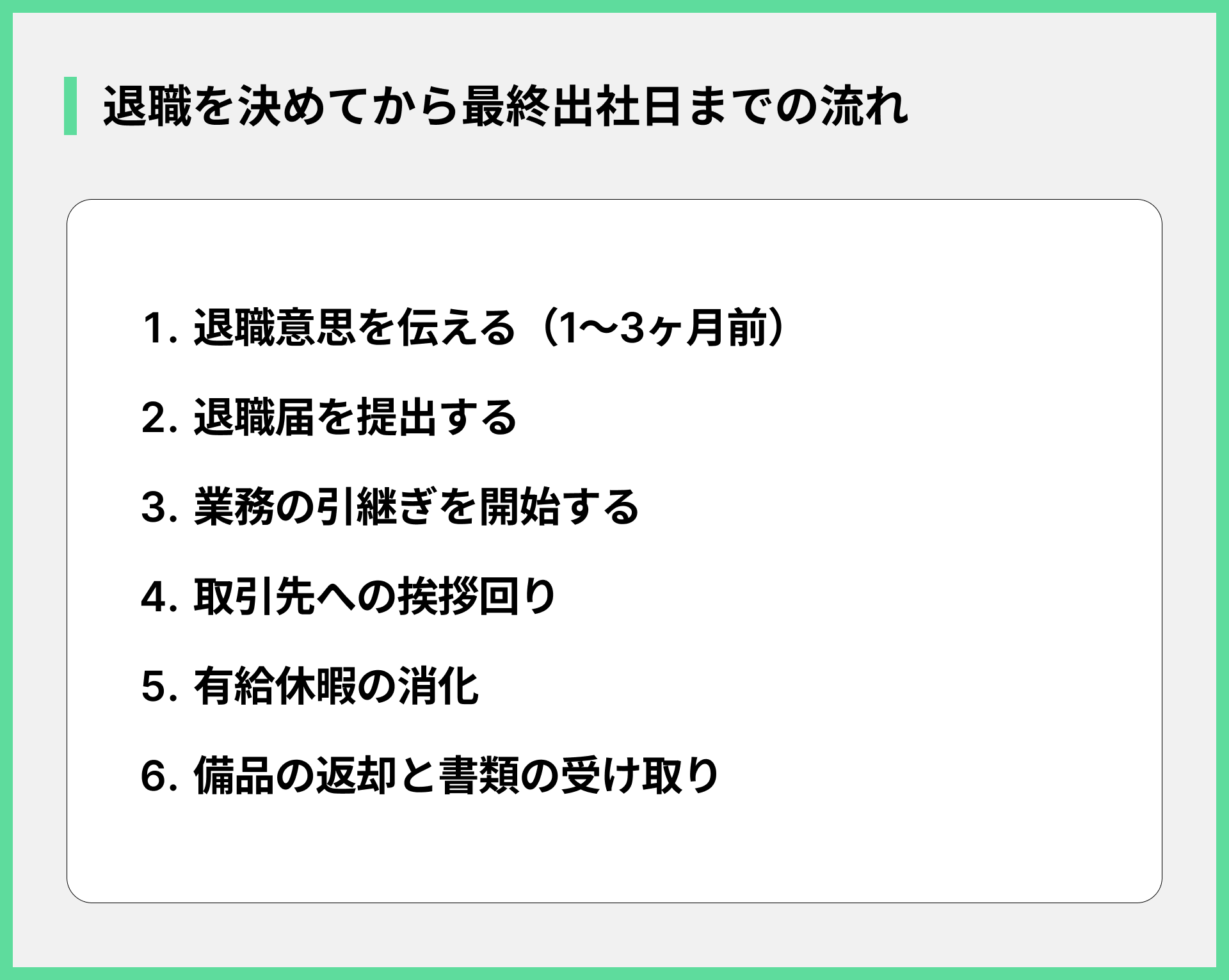 退職を決めてから最終出社日までの流れ
