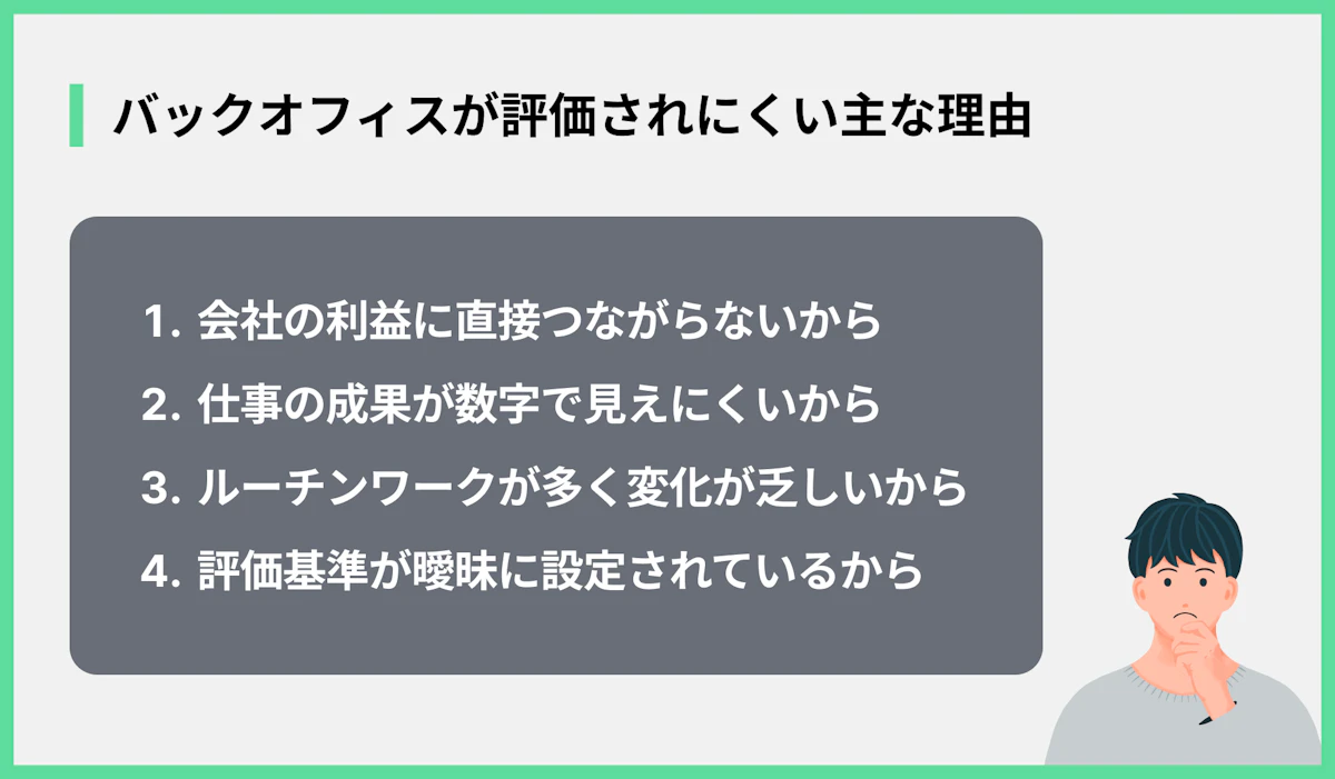 バックオフィスが評価されにくい主な理由
