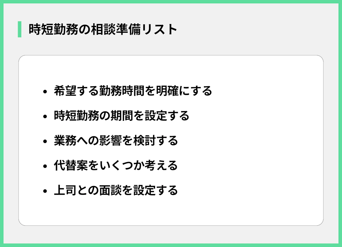 時短勤務の相談準備リスト