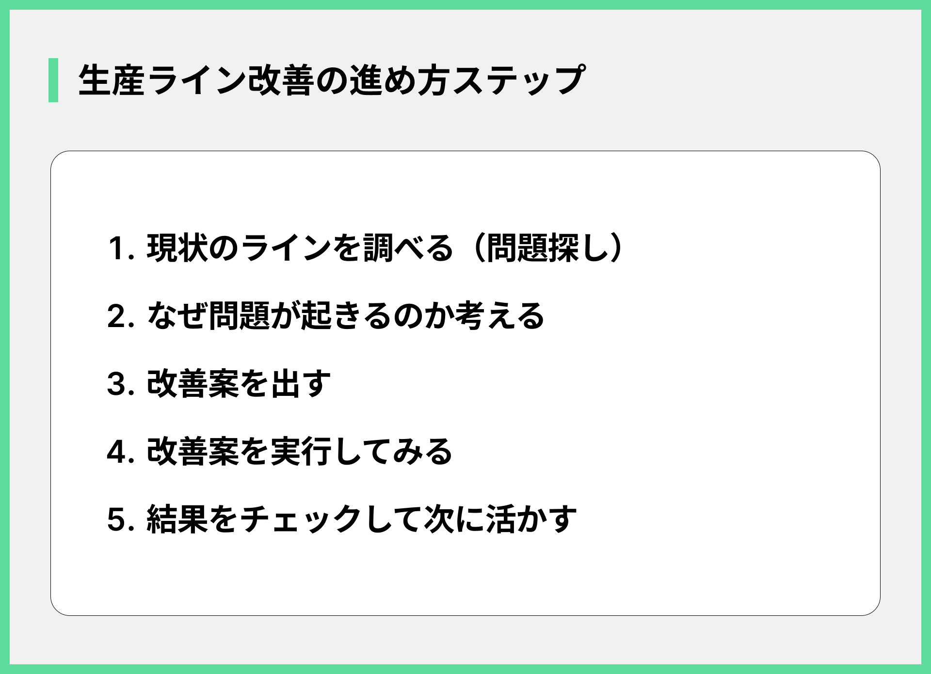 生産ライン改善の進め方ステップ