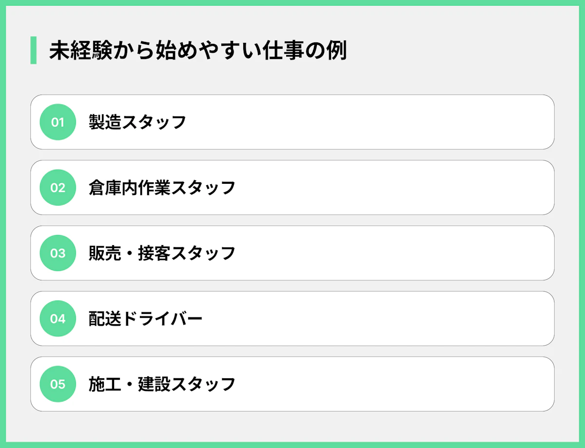 未経験から始めやすい仕事の例