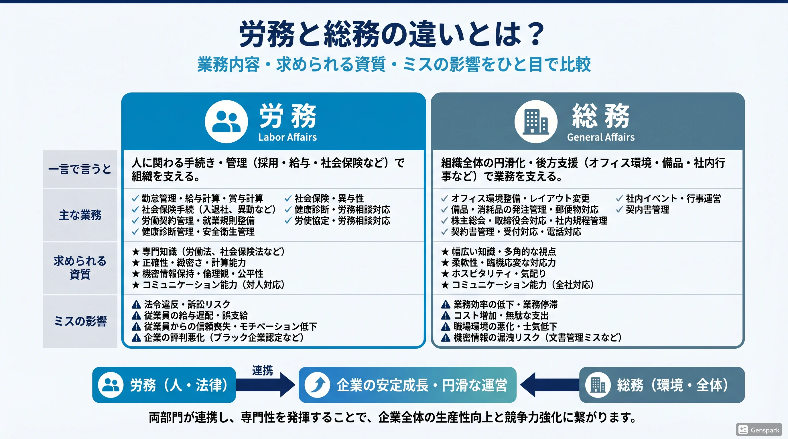 労務と総務の違いとは？ 業務内容と適性のある人物像を徹底解説