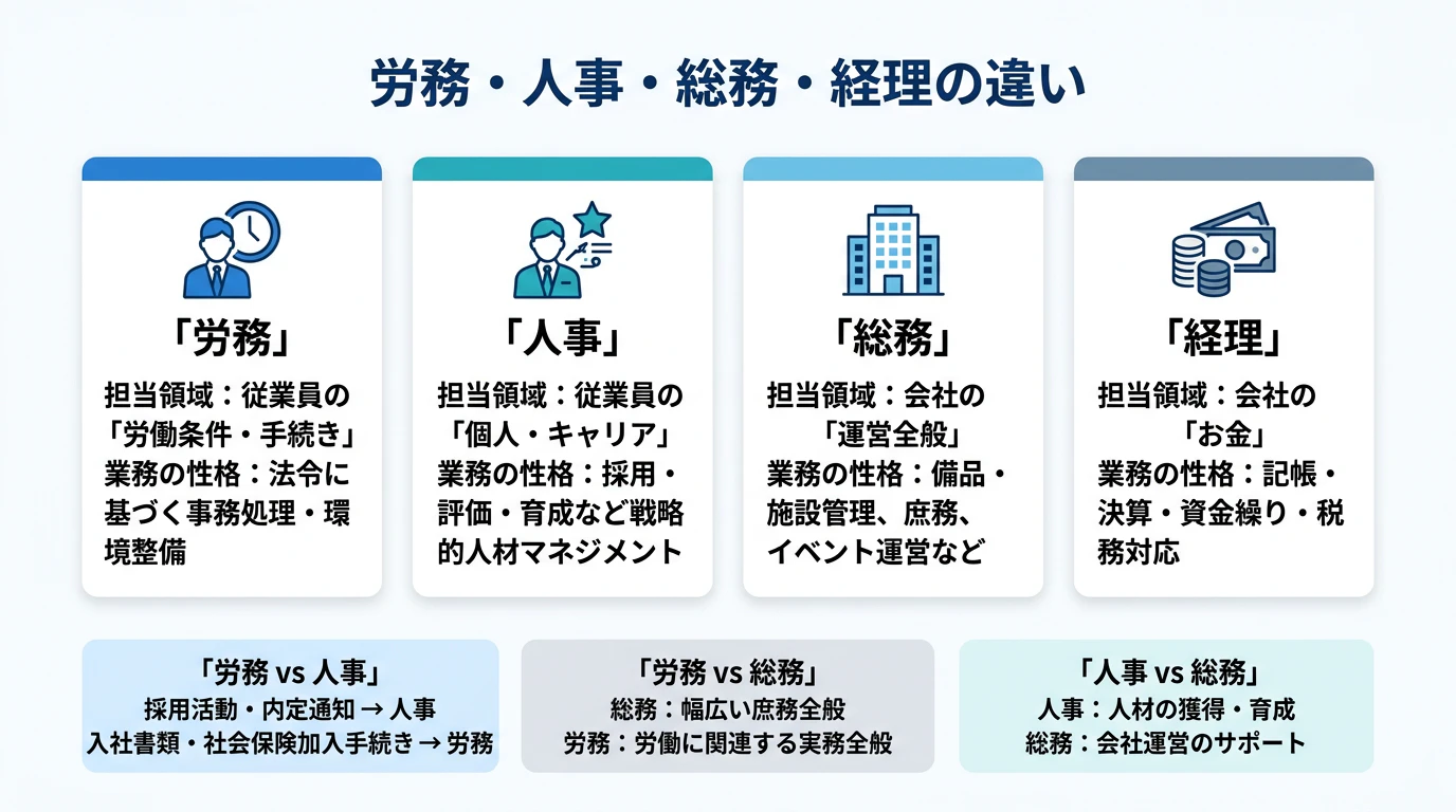 労務と人事・総務・経理の違い