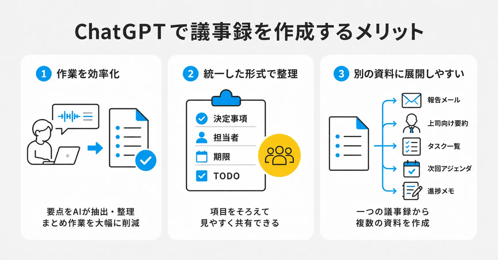ChatGPT議事録作成の3つのメリット
