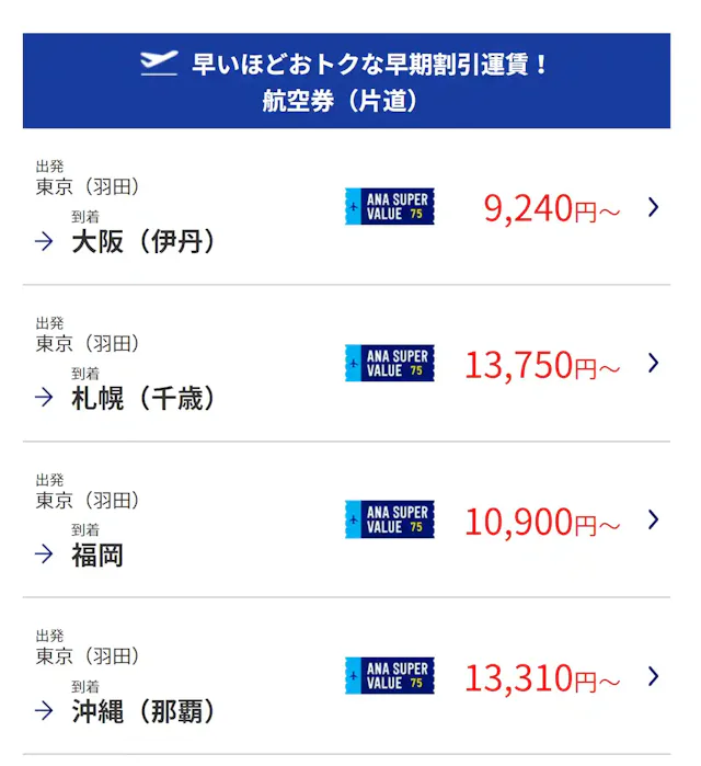 ANA公式ホームページ