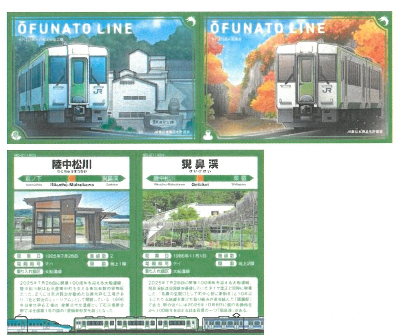 大船渡線開業100周年記念「駅カード」の配布について