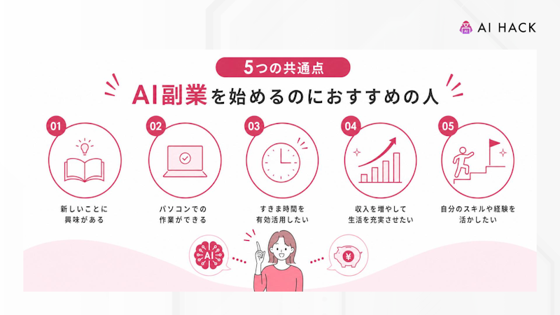 【5つの共通点】AI副業始めるのにおすすめの人