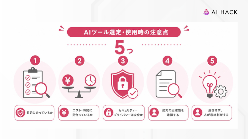 AIツール選定・使用時の注意点5つ