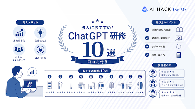 【口コミ付き】法人におすすめのChatGPT研修10選