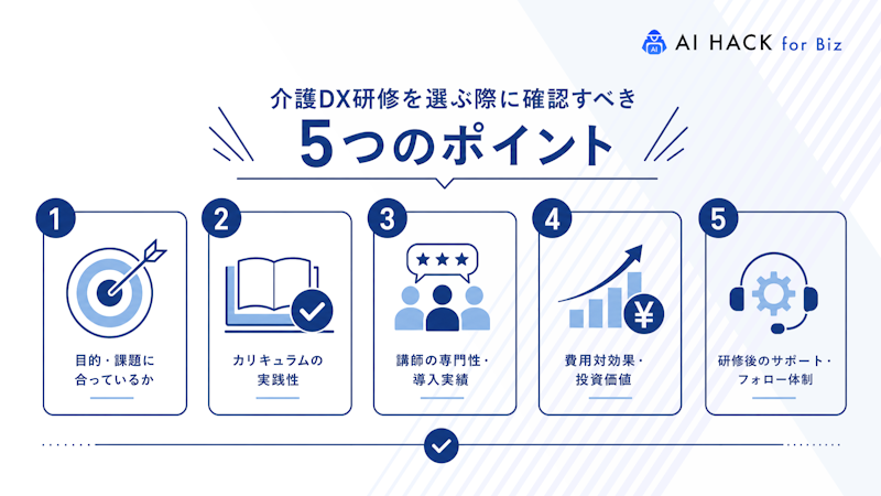 介護DX研修を選ぶ際に確認すべき5つのポイント