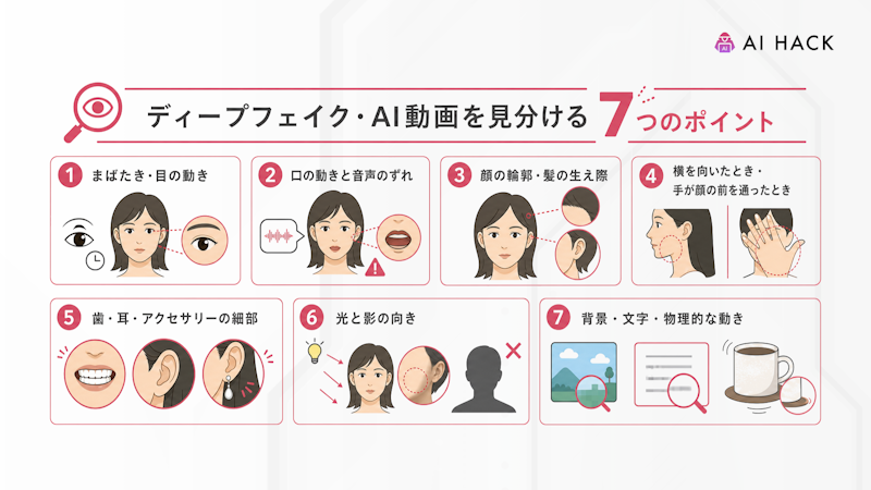 ディープフェイク・AI動画を見分ける7つのポイント