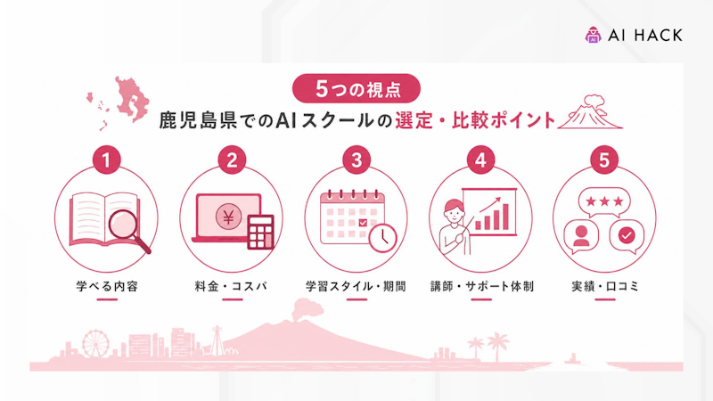 【5つの視点】鹿児島県でのAIスクールの選定・比較ポイント