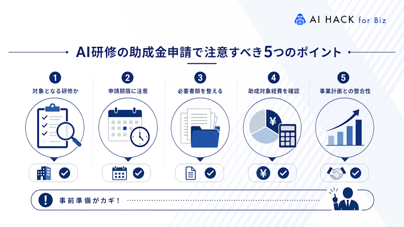 AI研修の助成金申請で注意すべき5つのポイント