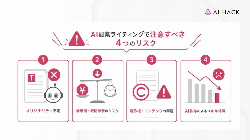 AI副業ライティングで注意すべき4つのリスク