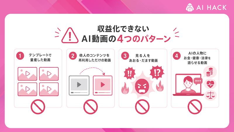収益化できないAI動画の4つのパターン